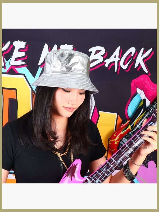 Metallic Bucket Hat Waterproof Holographic Fishing Hat Trendy Sun Cap main image 7